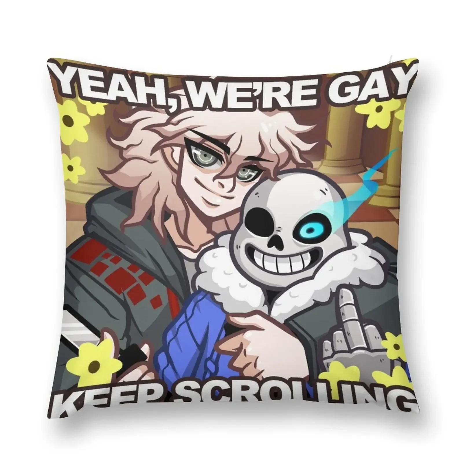 Komaeda Danganronpa & Sans Undertale Throw Pillow Ornamental Pillow Cushion Covers For Living Room pillow