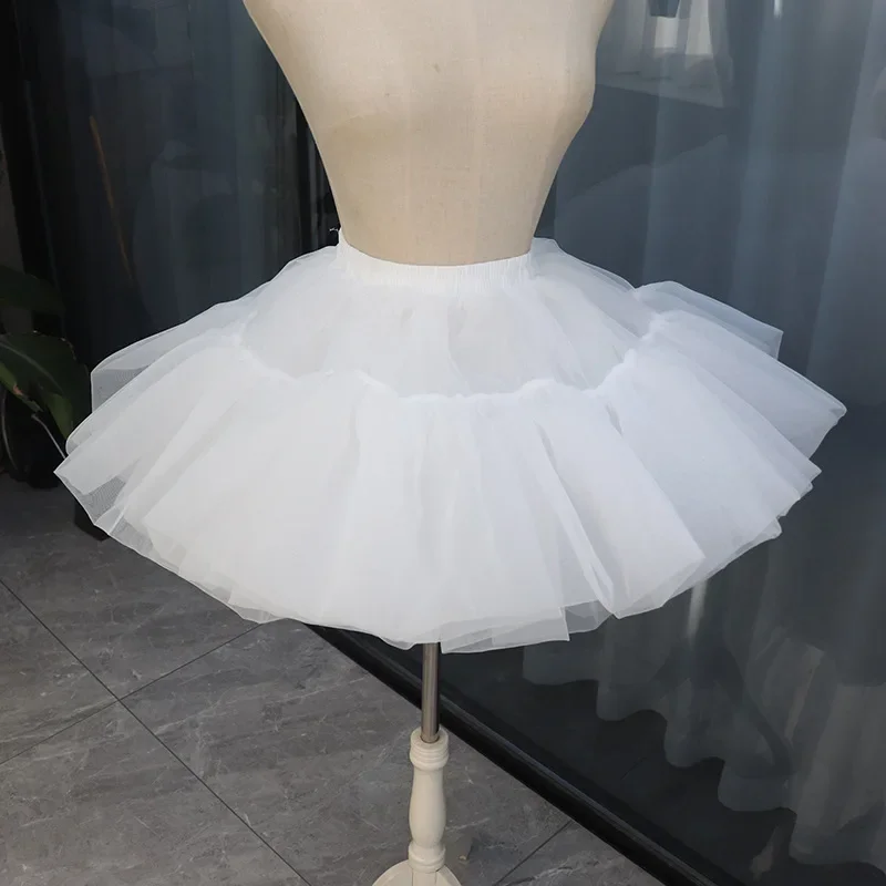 Women Girls Mini 35cm Length Petticoat Victorian  Lolita Wedding Skirt Ballgown Fluffy Elastic Waist Underwear Underskirt