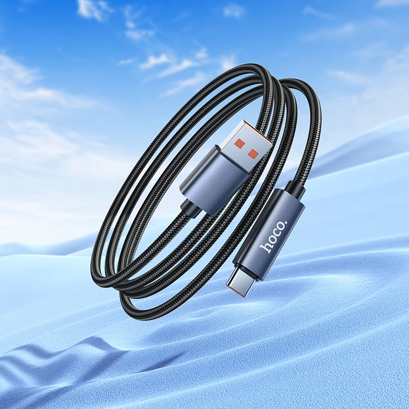 HOCO 5A USB A a tipo C Cable de carga rápida para teléfono iPhone 16/15 Pro Max pantalla Digital LED Cable de teléfono p