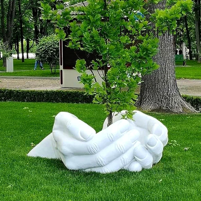 Simulation hand mold sculpture floor-to-ceiling large ornament outdoor fiberglass garden landscape park square decoration