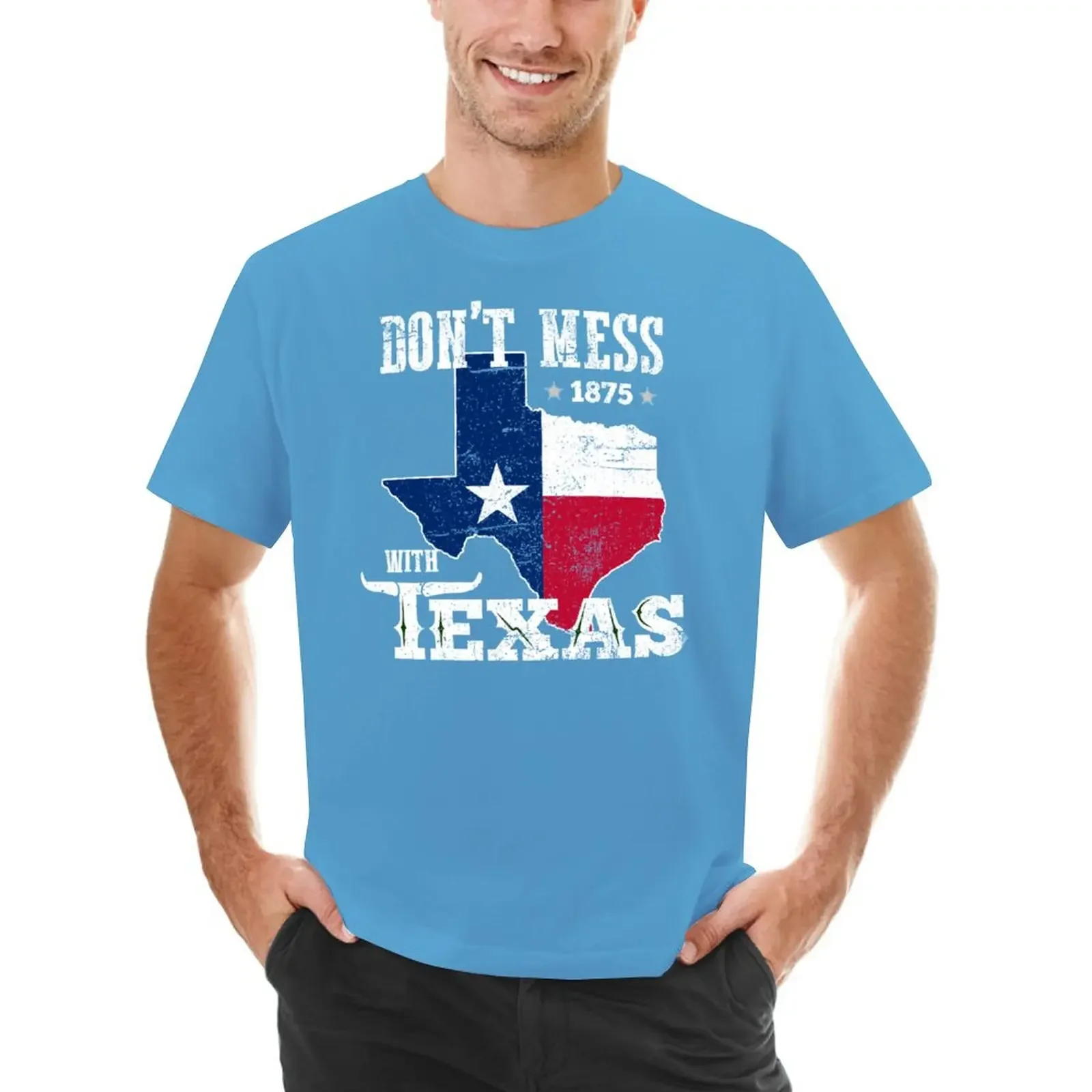 تي شيرتات كلاسيكية مخصصة للرجال ، كبيرة وطويلة ، اقتباس تكسان مضحك ، لا تعبث مع تكساس ، قمم رائعة #4