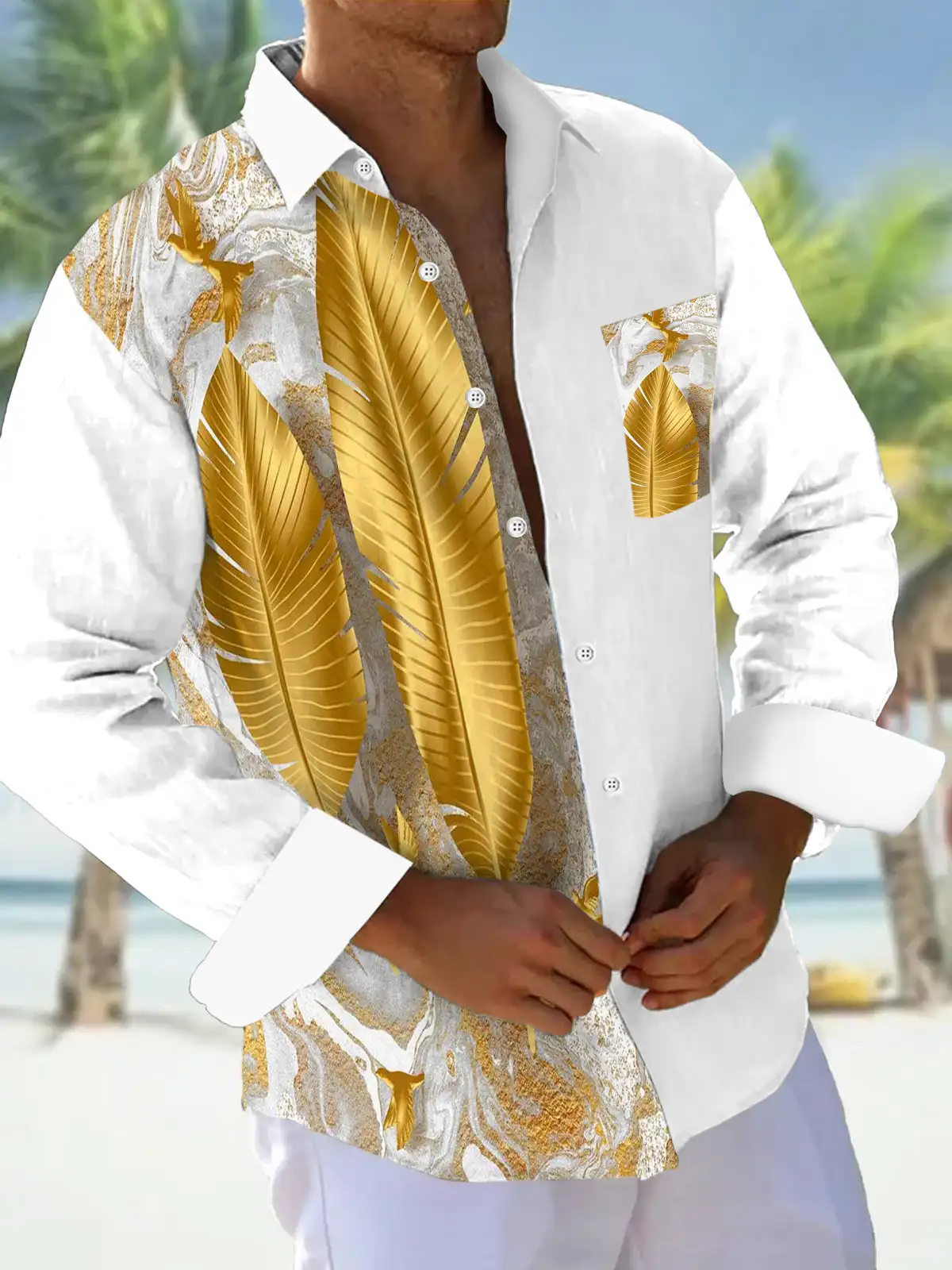 Men's shirts, button down shirts, casual shirts, spring and summer, printed long sleeves, daily, fashionable, comfortable