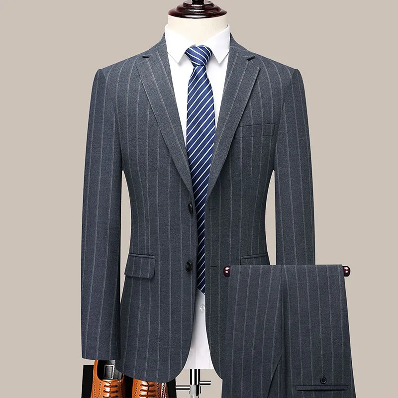 2024 Spring and Autumn new suits for men high-end wedding groom suits business casual temperament groomsmen striped dress