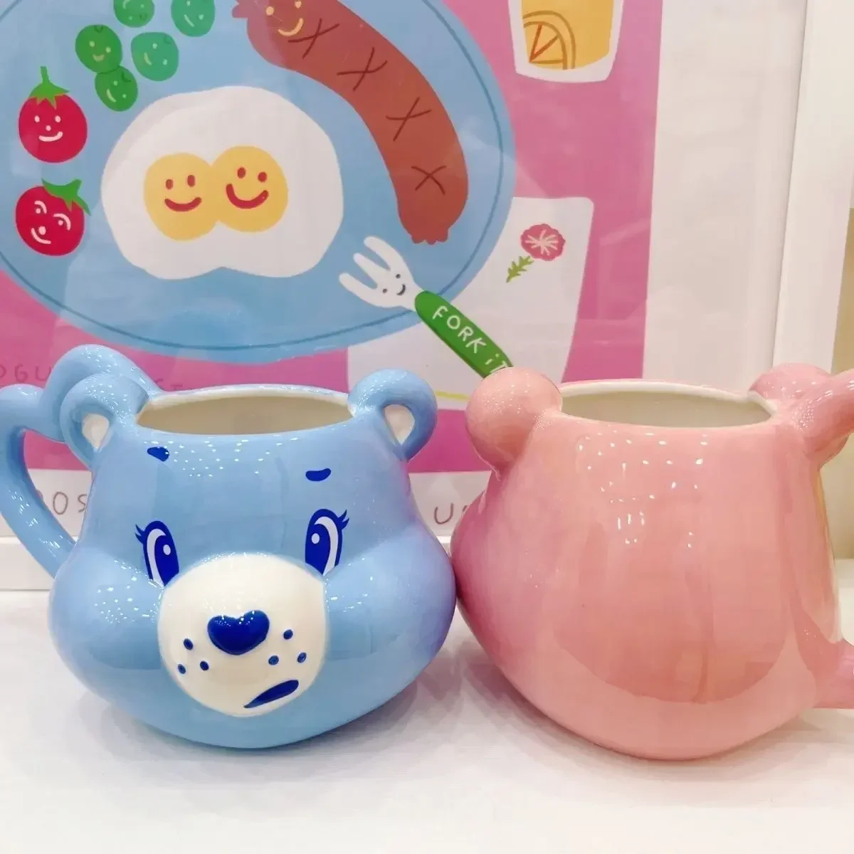 Lovely Two Color Couple High Beauty and Large Capacity Rainbow Bear Couple Mug