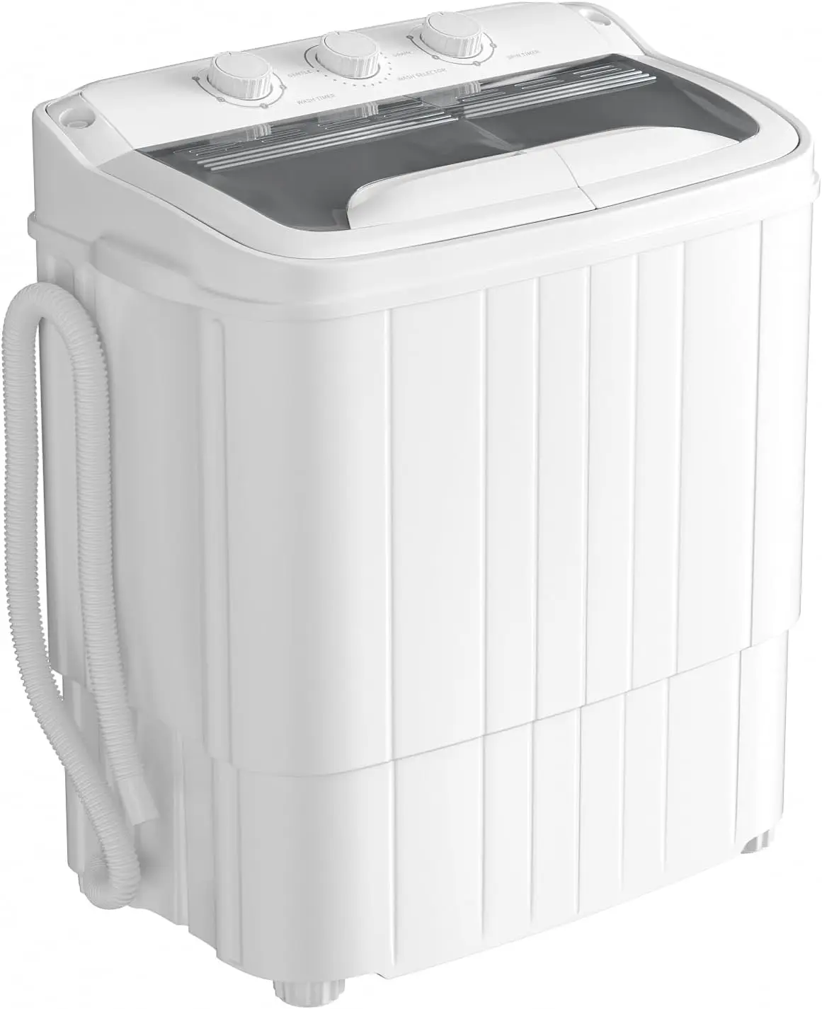 

INTERGREAT Portable Washing Machine with Longer Hose, Twin Tub Washer Mini Compact Laundry Machine with Drain Pump, 16lbs Po