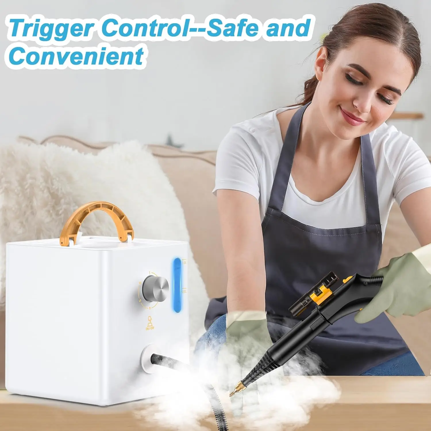 Limpador a vapor com controle de gatilho, vaporizador portátil de alta pressão para limpeza de banheiro, cozinha, carro, móveis, rejunte, multi-s