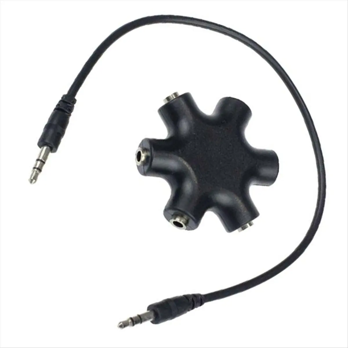 DT85 1 to 5 Audio Splitter 3.5mm Audio Router Separator Device Adapter with 3.5mm Wire Black