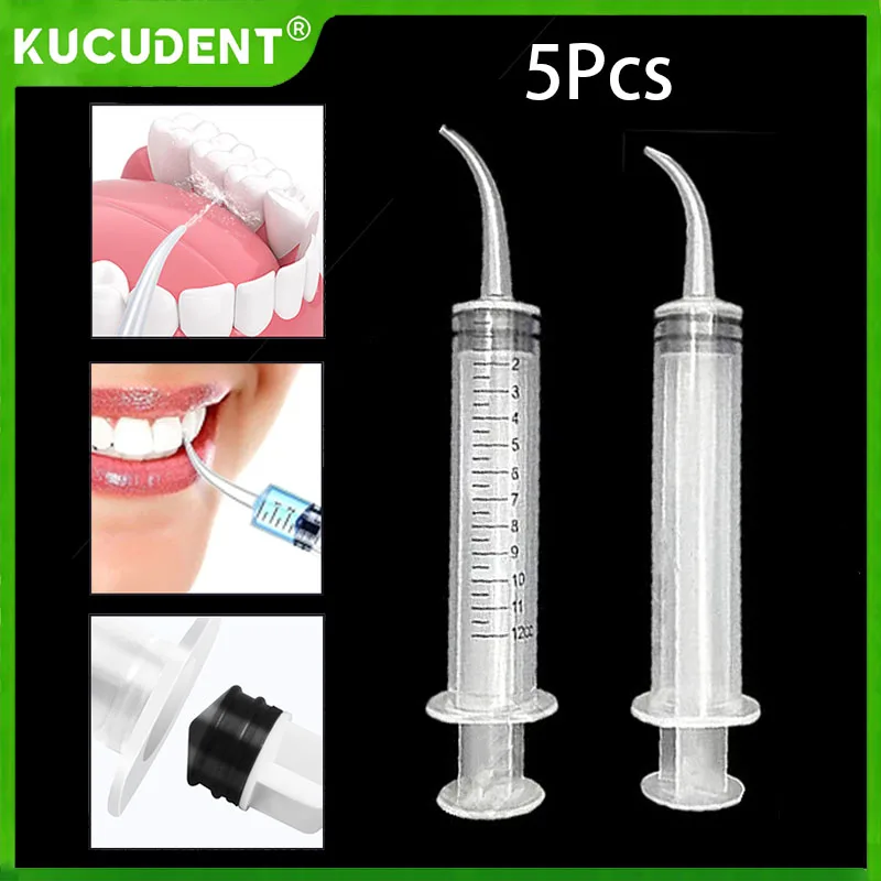 

5Pcs Dental Disposable Graduated Irrigation Syringe With Curved Tip for Dentist Use 12ml Dia.1.9mm Dentistry Oral Care Material