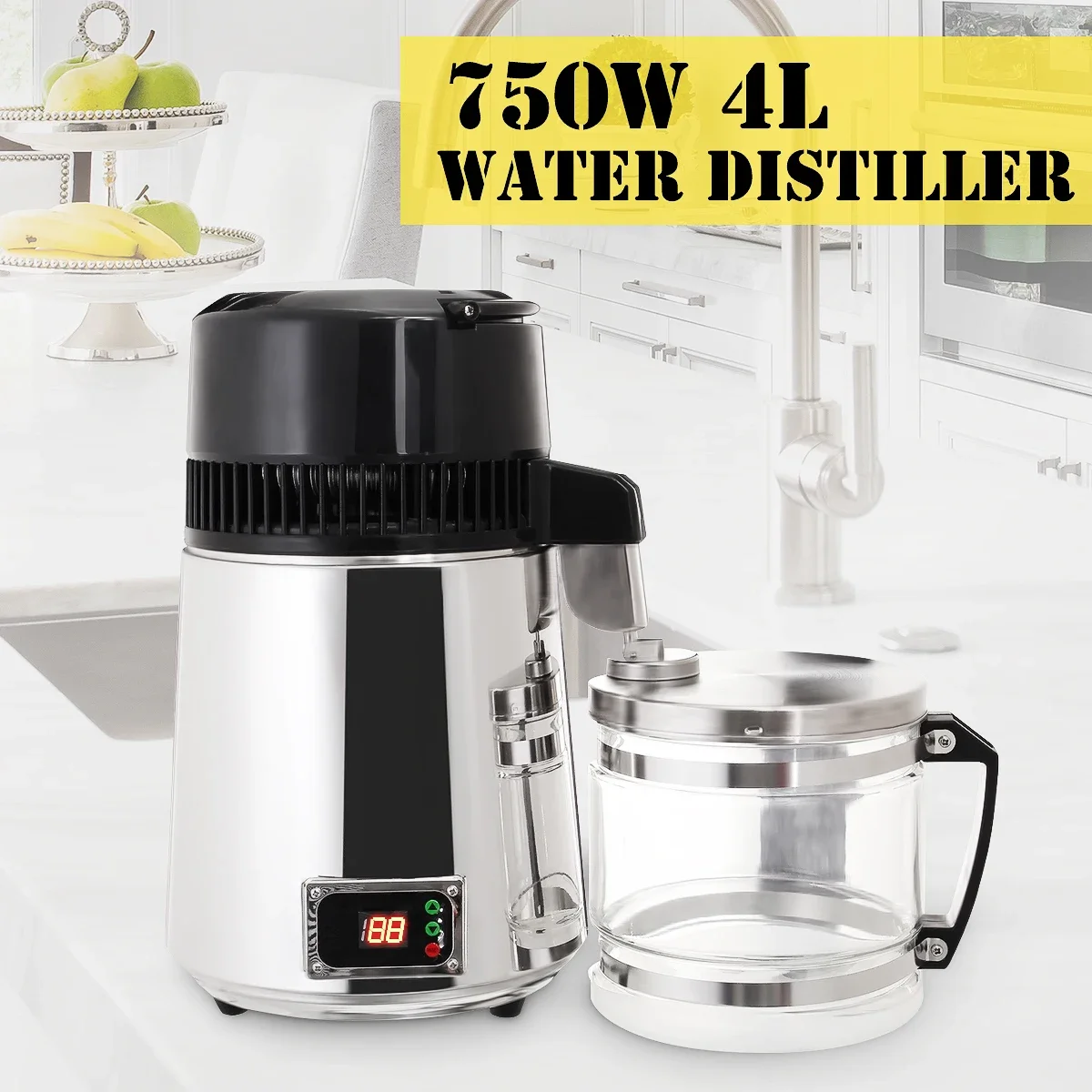 4L Pure Water Filters Distiller Electric Stainless Steel Household Water Purifier Container Filter Distilled Water Machine