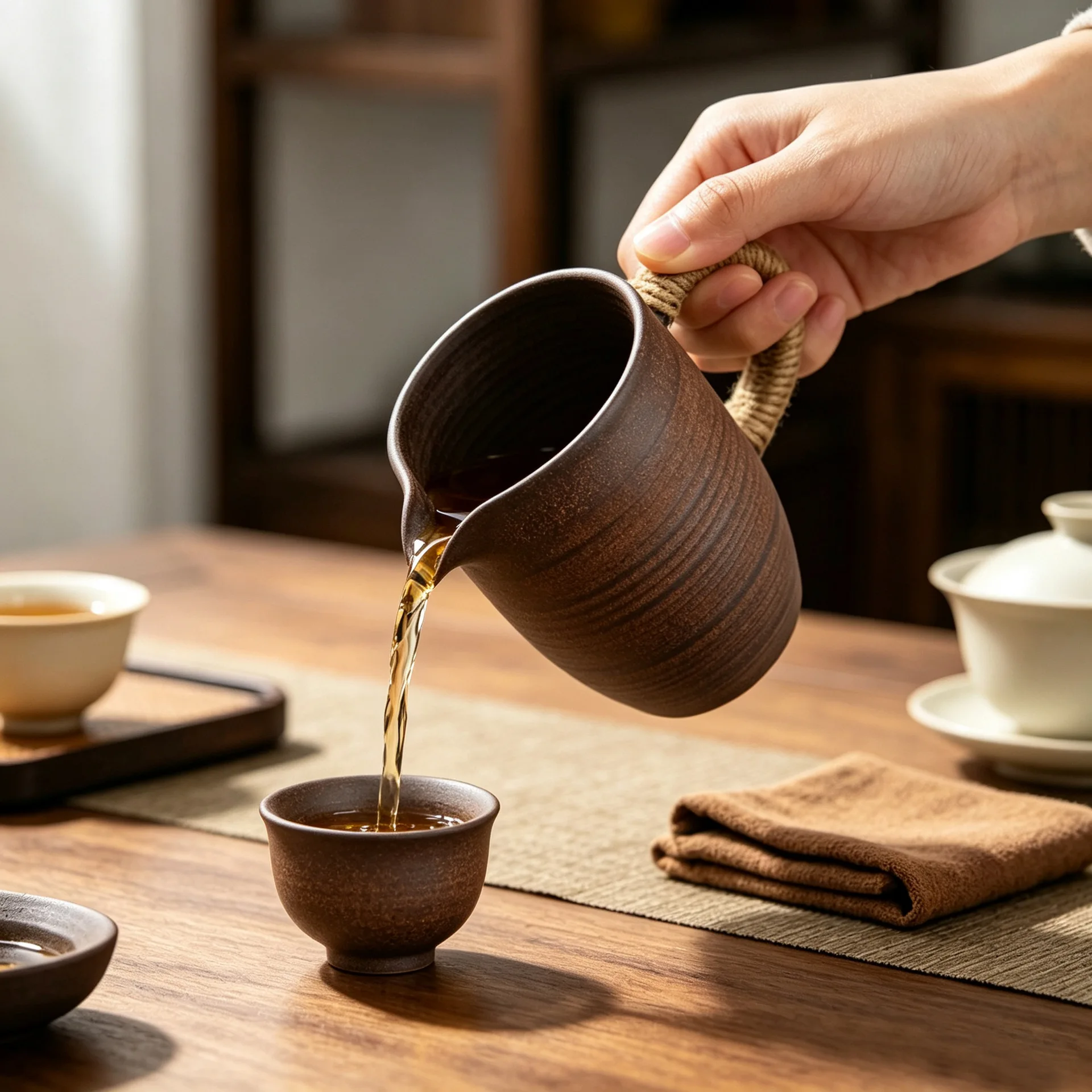 Jingdezhen Handmade Rock Mineral Clay Gong Dao Cup Vintage Coarse Ceramics Unglazed Gongfu Tea Brewing Set Tea Sea Partitioner