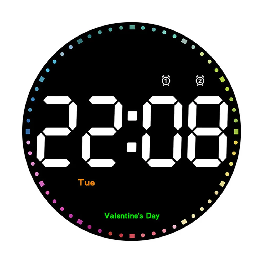 Easily Readable LED Digital Alarm Clock With Adjustable Brightness And Colorful Notifications For Special Days