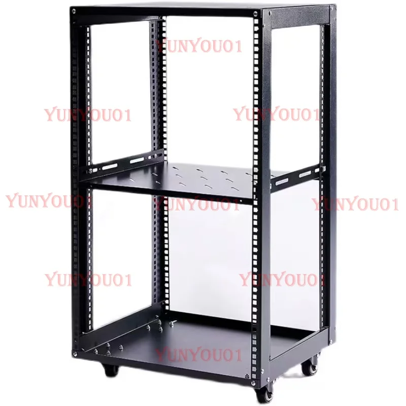18U Simple Open Network Cabinet 2mm Adjust Shelf with 4 Wheels for Server/Shielded Cabinet 12U Mobile Audio Amplifier Rack Shelf