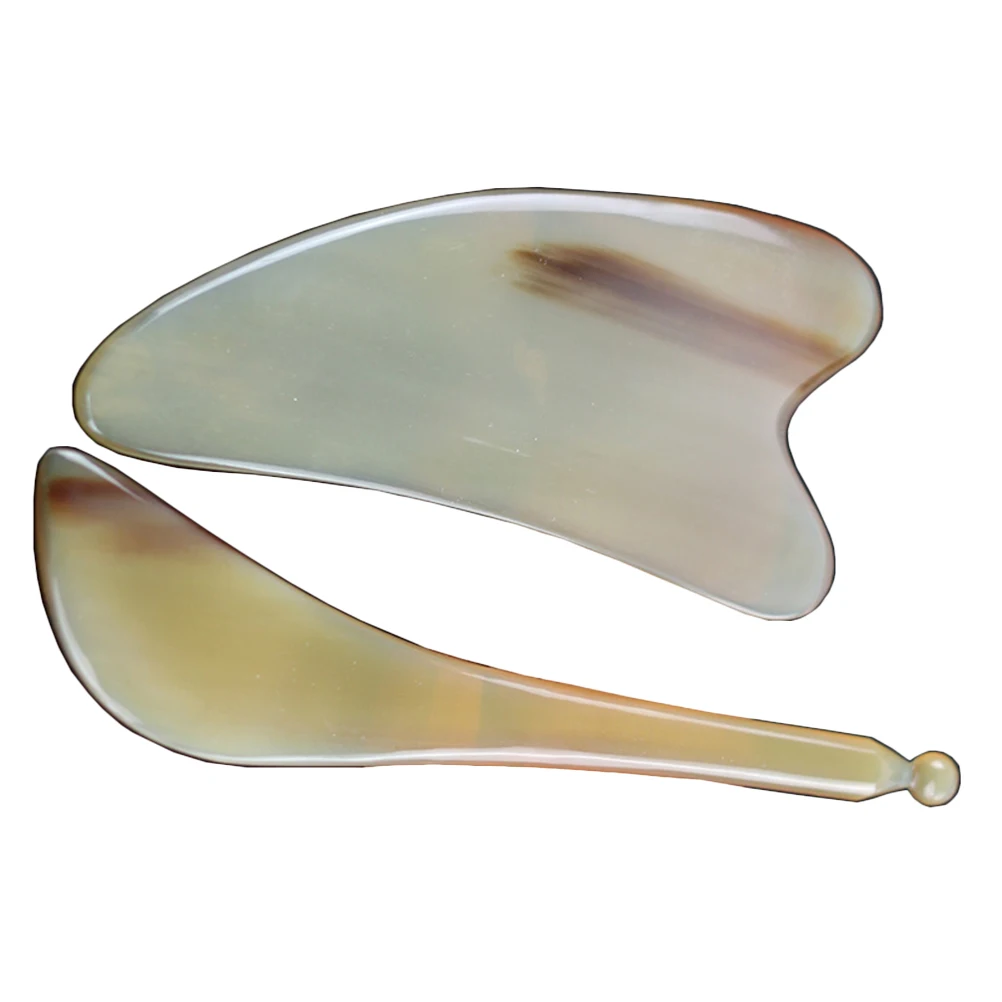 

2pcs Horn Massager Plates Natural Ergonomic Facial Gua Sha Scraping Stick Durable Lightweight Body Head Skin Care Tool For