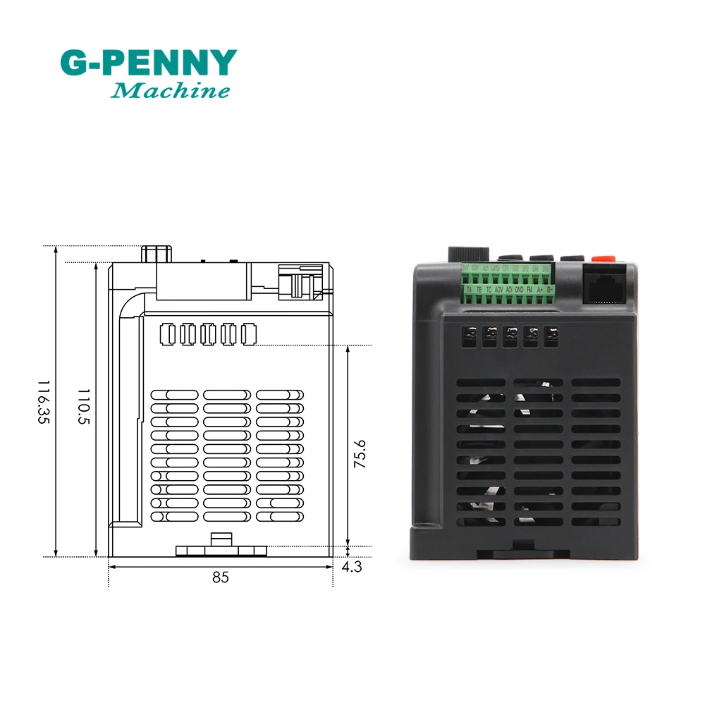 Imagem -03 - Vfd Vector Inversor Conversor de Frequência Variável Motorista do Motor do Eixo da Movimentação 110v 220v 1.5kw 2.2kw