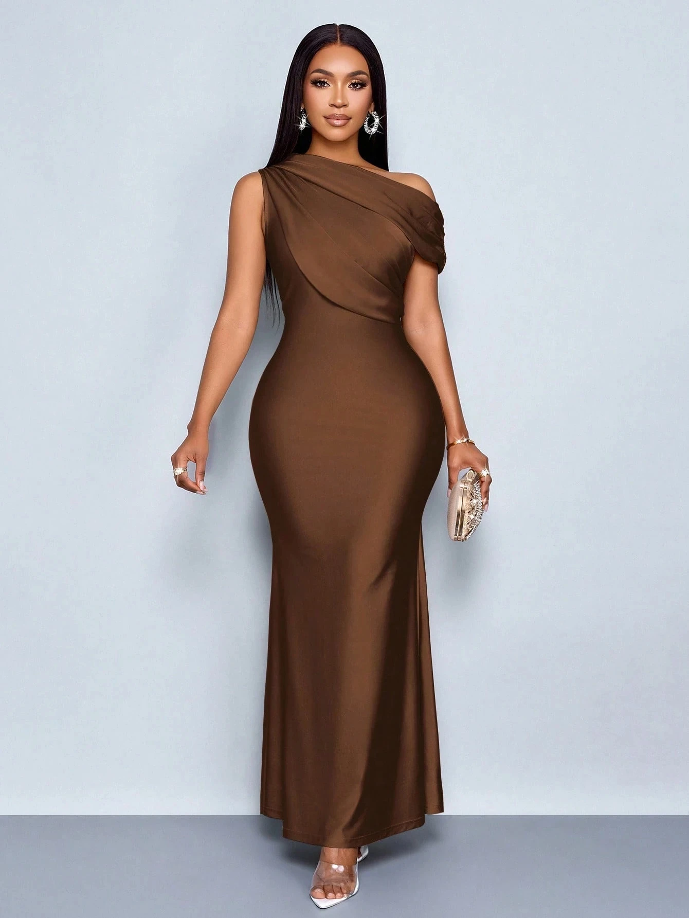 

Elegant One-shoulder Short Sleeves Evening Dresses Sexy Celebrity Long Dress Exquisite High Quality Prom Party Gowns Customized