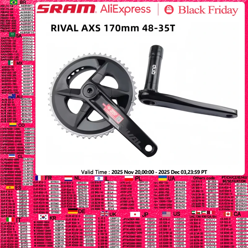 

Sram RIVAL AXS DUB 12 скоростной кривошипный комплект 107BCD дорожный велосипед 165 мм 170 мм 172,5 мм кривошипный механизм 46-33T 48-35T Chainring 12v Sram RIVAL AXS