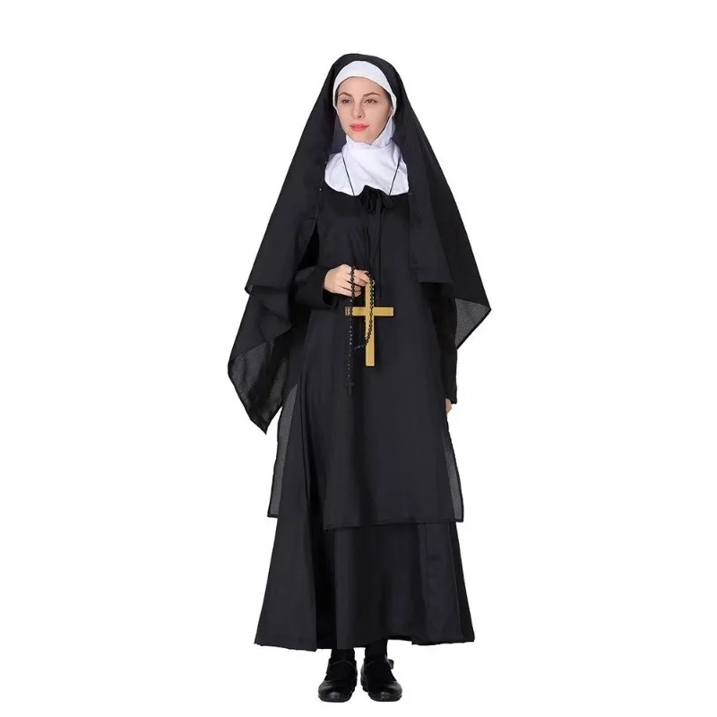 Костюм для выступления на Хэллоуин, костюм Девы Марии, платье сестры, костюм священника, костюм для выпускного вечера, фестивальный игровой костюм