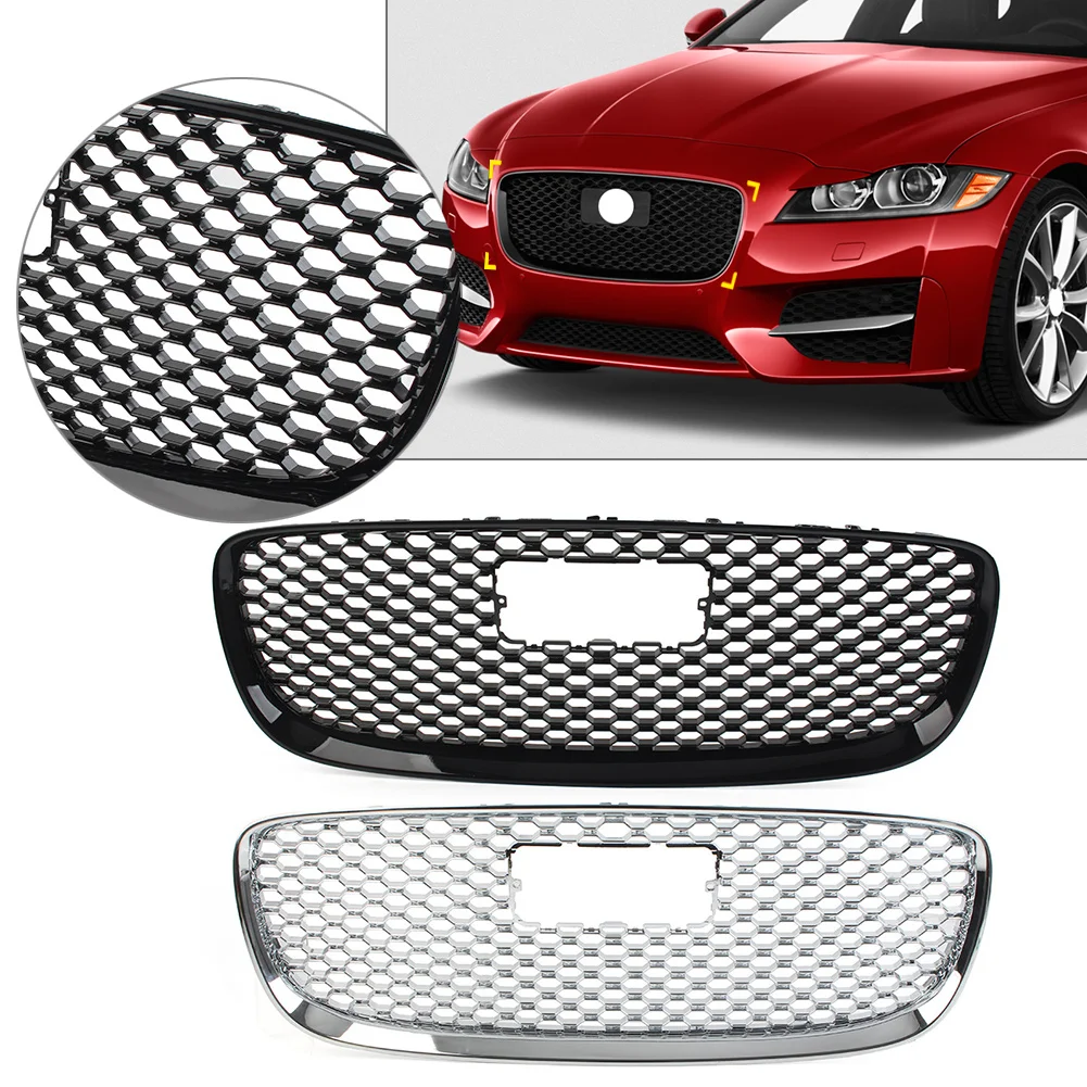 

Car Front Bumper Air Intake Grille Square Hole Grille For Jaguar XF 2016 2017 2018 2019 T2H3983 T2H3979 Chrome/Glossy Black