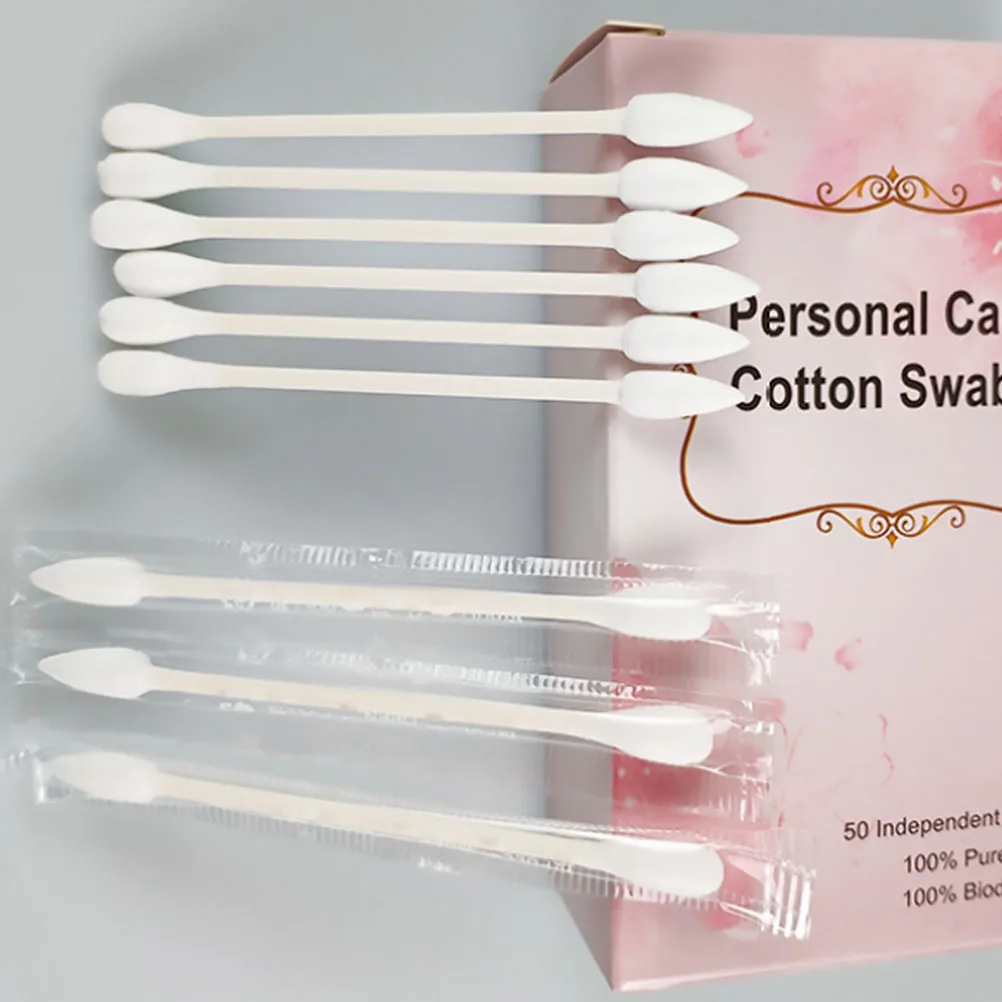 

150Pcs Cotton Swabs Double Head Absorbent Wooden Stick for Face Body Make Up Cleaning Travel Stick Cotton Swabs