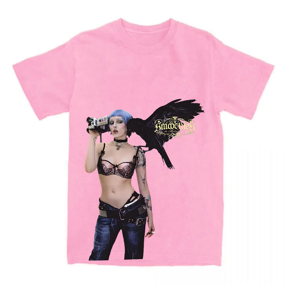 

Футболка SMOOCHIES CROW TEE Ashnikko Singer с графическим принтом, свободная хлопковая женская футболка с короткими рукавами, уличная одежда унисекс, женский топ