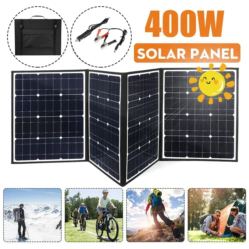 

18V 400W DC Solar Panel Battery Charger USB Solar Cell Kit Complete Portable Foldable Rechargeable Solar Power System Camping