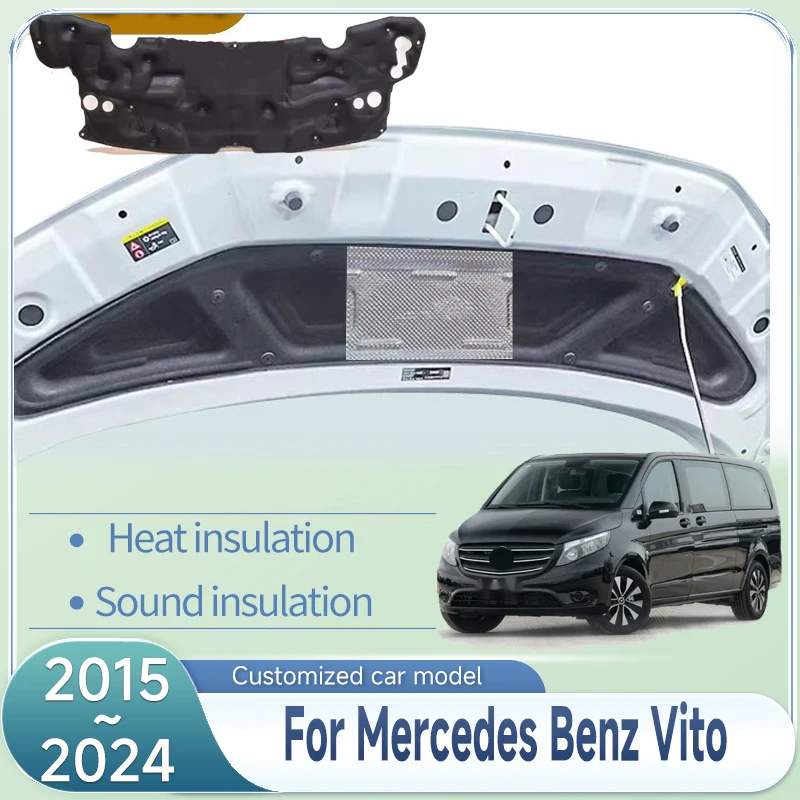 Front Hood Engine Sound Pad For Mercedes Benz Vito W447 2015-2024 Heat Insulation Cotton Car Fireproof Mat Interior Accessorie