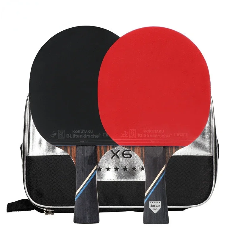 

Professional 4/5/6 Star ping pong racket Carbon table tennis racket bat paddle set pimples in rubber with bag