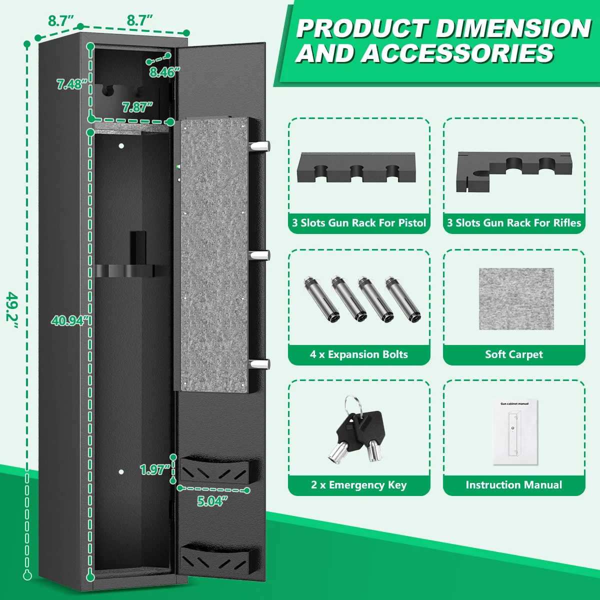 BESAFETY 2-4 Safes, Cabinets for Home Storage, Quick Access Safe with Alarm System