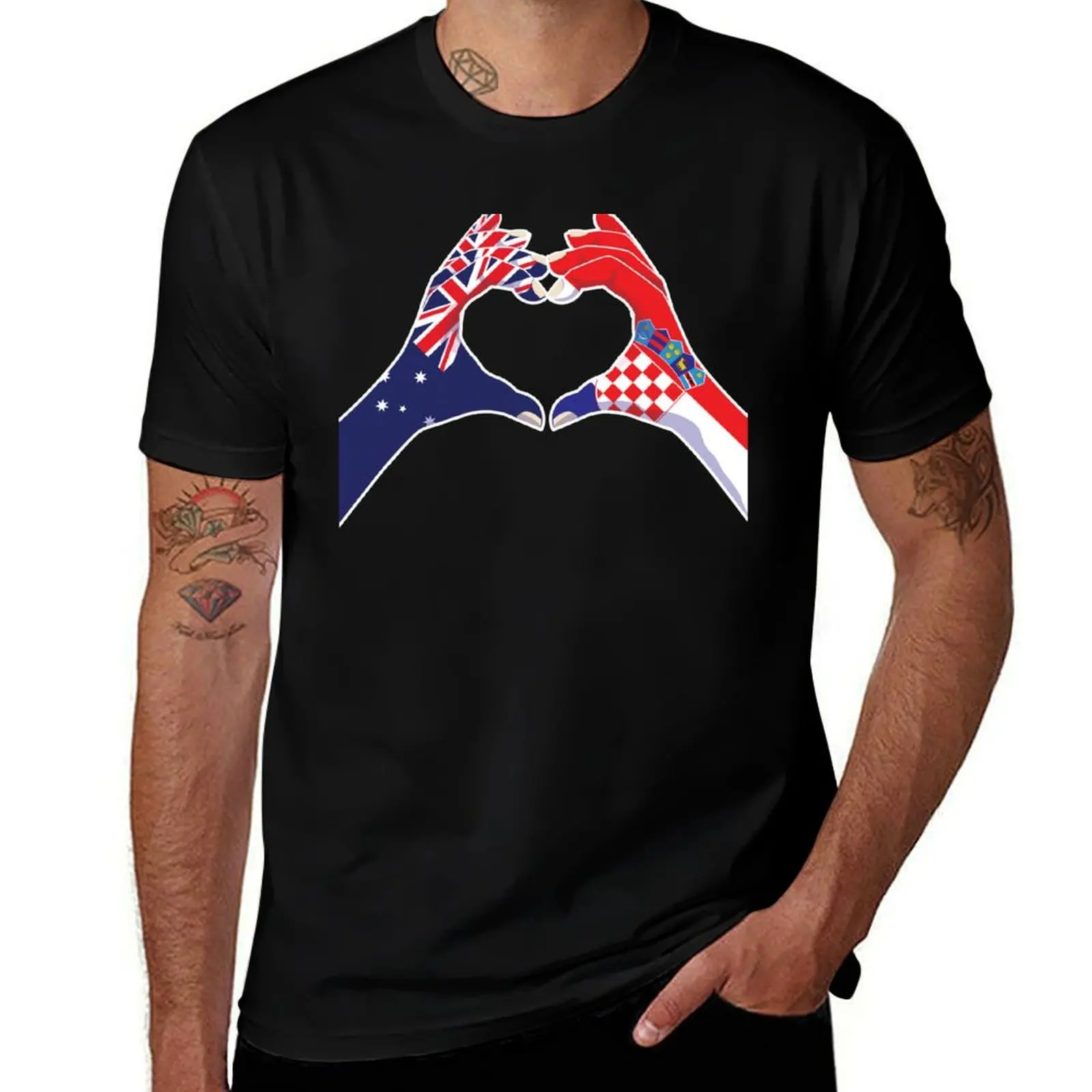 

Croatian Croatia Australian Australia Love Heart Peace T-Shirt anime t shirts for man t shirts for man cotton soft T-Shirt