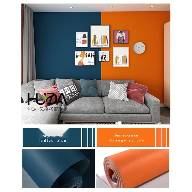 Bright Orange Orange Wallpaper Macaron Solid Color Clear Surface Nordic Style Simple Plain Fashion Orange Background Wal