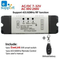 Ewelink-インテリジェントカーテンスイッチ,2チャンネル,wifiリレー,ローリングドアスイッチ,自動ロック,dc5v 12v 24v 32v 220v