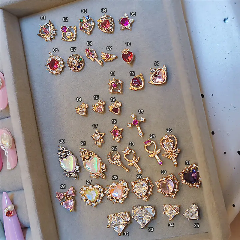 ชุดอุปกรณ์ตกแต่งเล็บลายเซเลอร์มูน 3 มิติ ประดับเพชรซิคอน งานศิลปะเล็บสไตล์ญี่ปุ่น สาวสวย วัสดุทำเล็บ