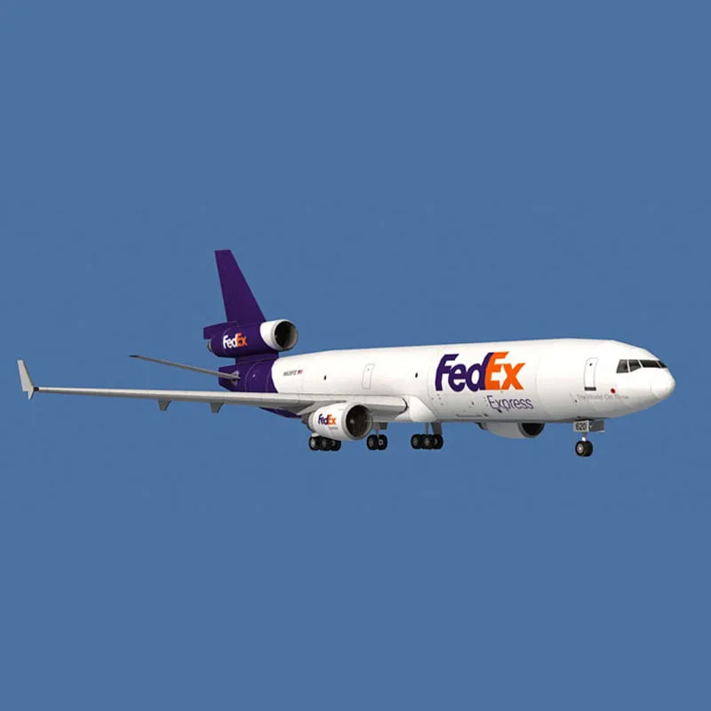 1:100 Fedex MD-11 Cargo Transporter Airplane Paper Model Assembled Simulation Ornaments Collection Home Decoration Gift Display