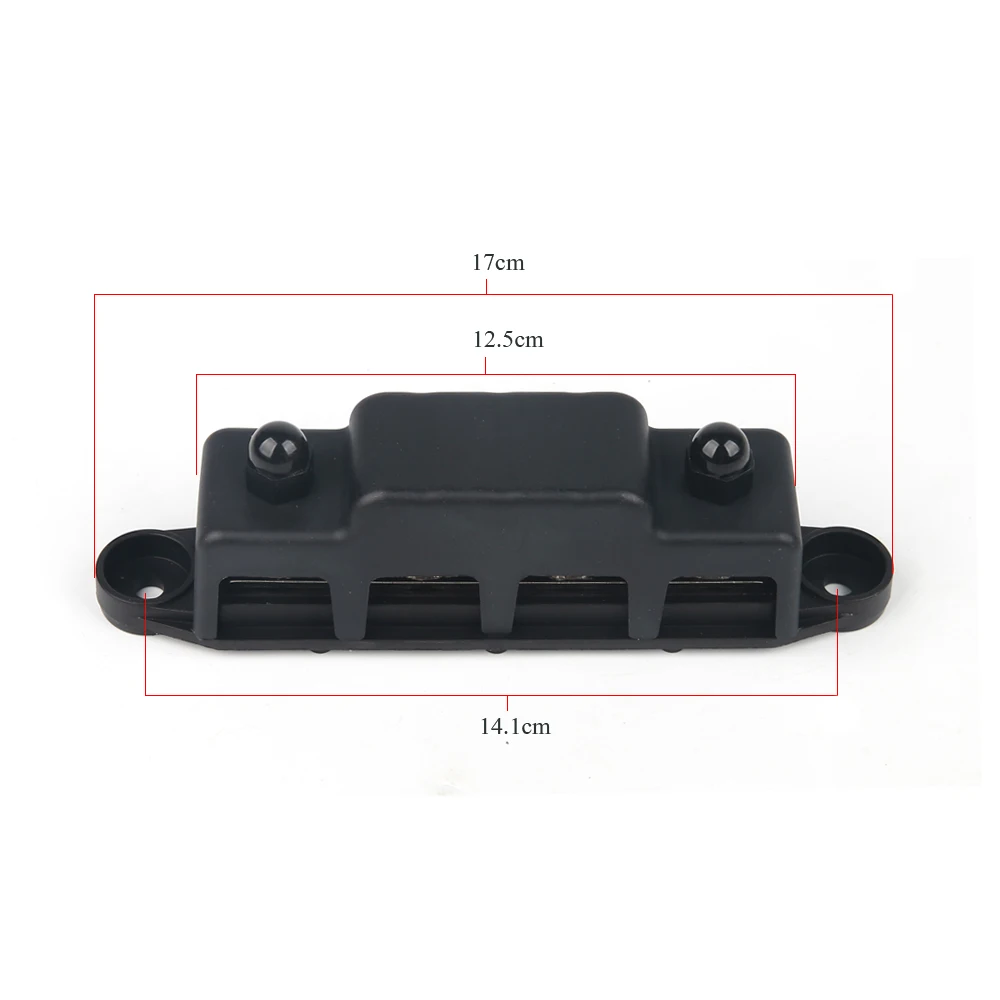 12V-48V 250A Bus Bar Terminal Battery Power Distribution Block With Cover M8 M10 Screw 4 For Automobile Boat RV Truck