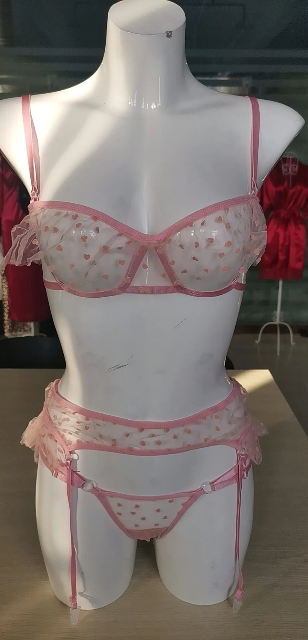 Sexy Sheer Floral Lace Lingerie Set Open Bra Garter Belt Low Waist Panties Inti… - Image 6