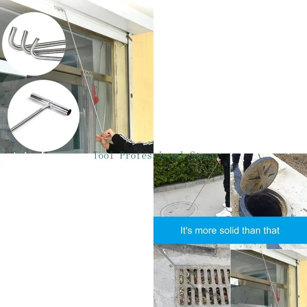 57QF Industrial Strength Manhole Cover Hook Removal Tool with Ergonomic T Handle