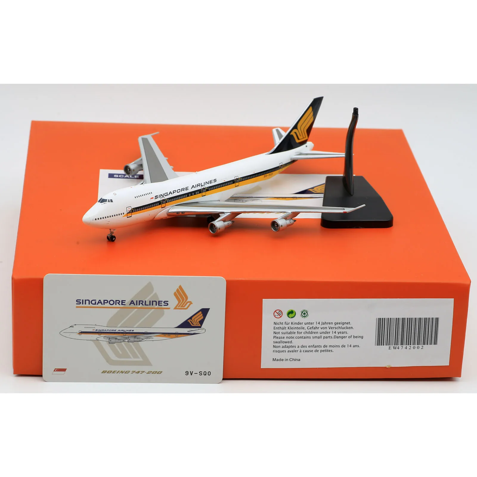 

EW4742002 Alloy Collectible Plane Gift JC Wings 1:400 Singapore Airlines Boeing B747-200 Diecast Aircraft Jet Model 9V-SQO