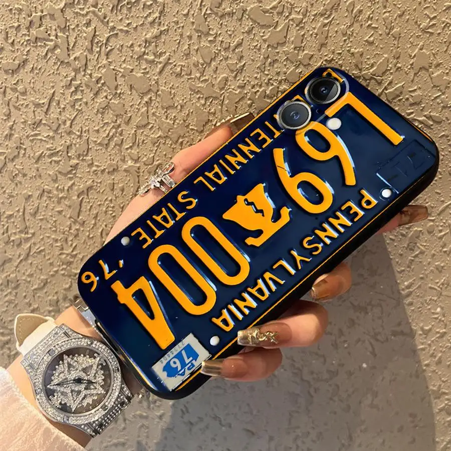 Funda Phone Cover Case for Apple iPhone 17 Pro Max 17e 12 15 Pro 7 8 Air 13 XR XS MAX 16 14 11 Yellow License Plate Art view 3