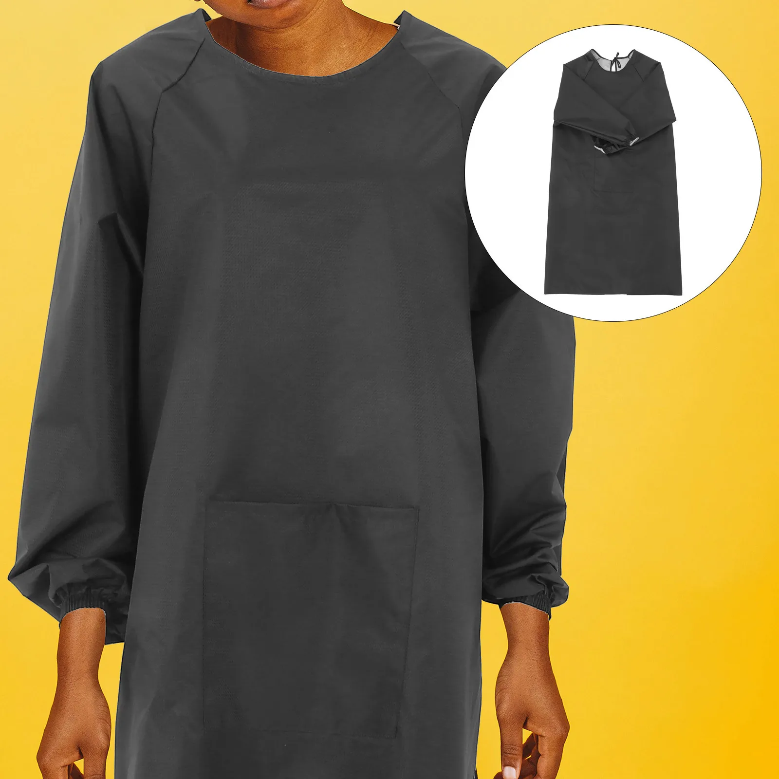 

Long Sleeve Waterproof Oilproof Apron Pockets Cooking Laundry Workwear Unisex Comfortable Abrasion Resistant Stylish