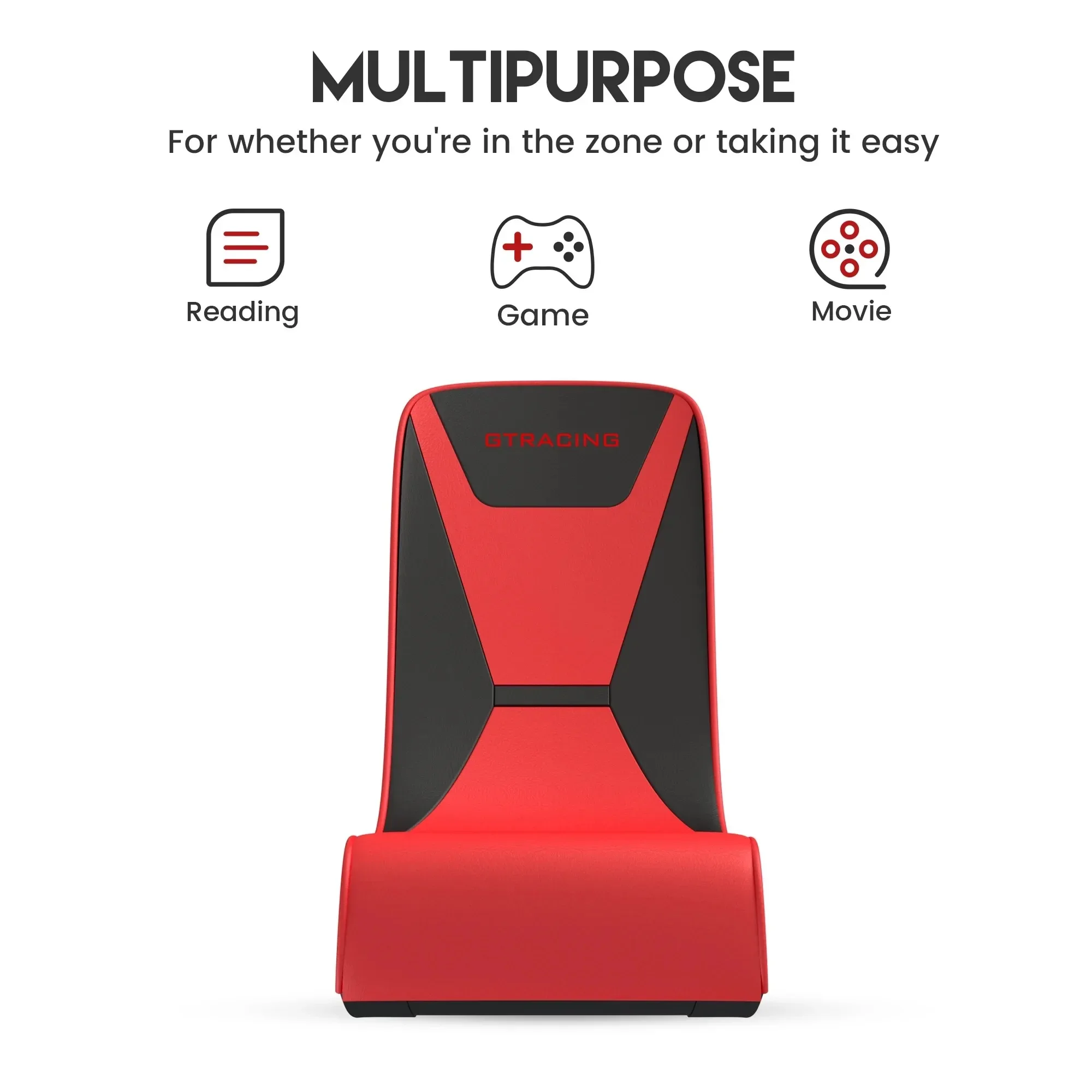 كرسي ألعاب فيديو هزاز من الجلد الصناعي، إطار فولاذي متين باللون الأحمر #5