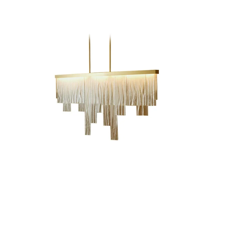 

Light luxury long restaurant chandelier post-modern bar table study model room glass chandelier