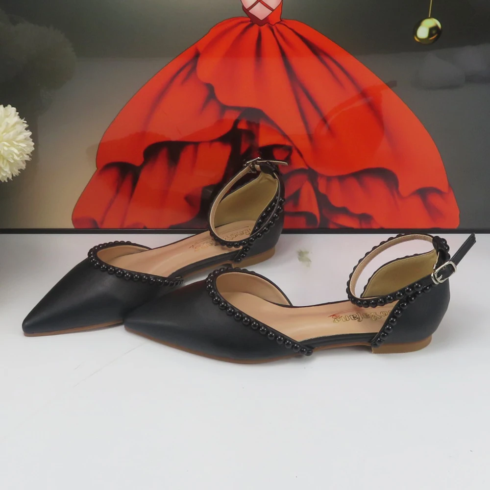 

BaoYaFang 2024 New Arrival Bridal wedding shoes Woman female shoes woman Ankle Strap Bridal party Flat Fashion Ladies Shoe
