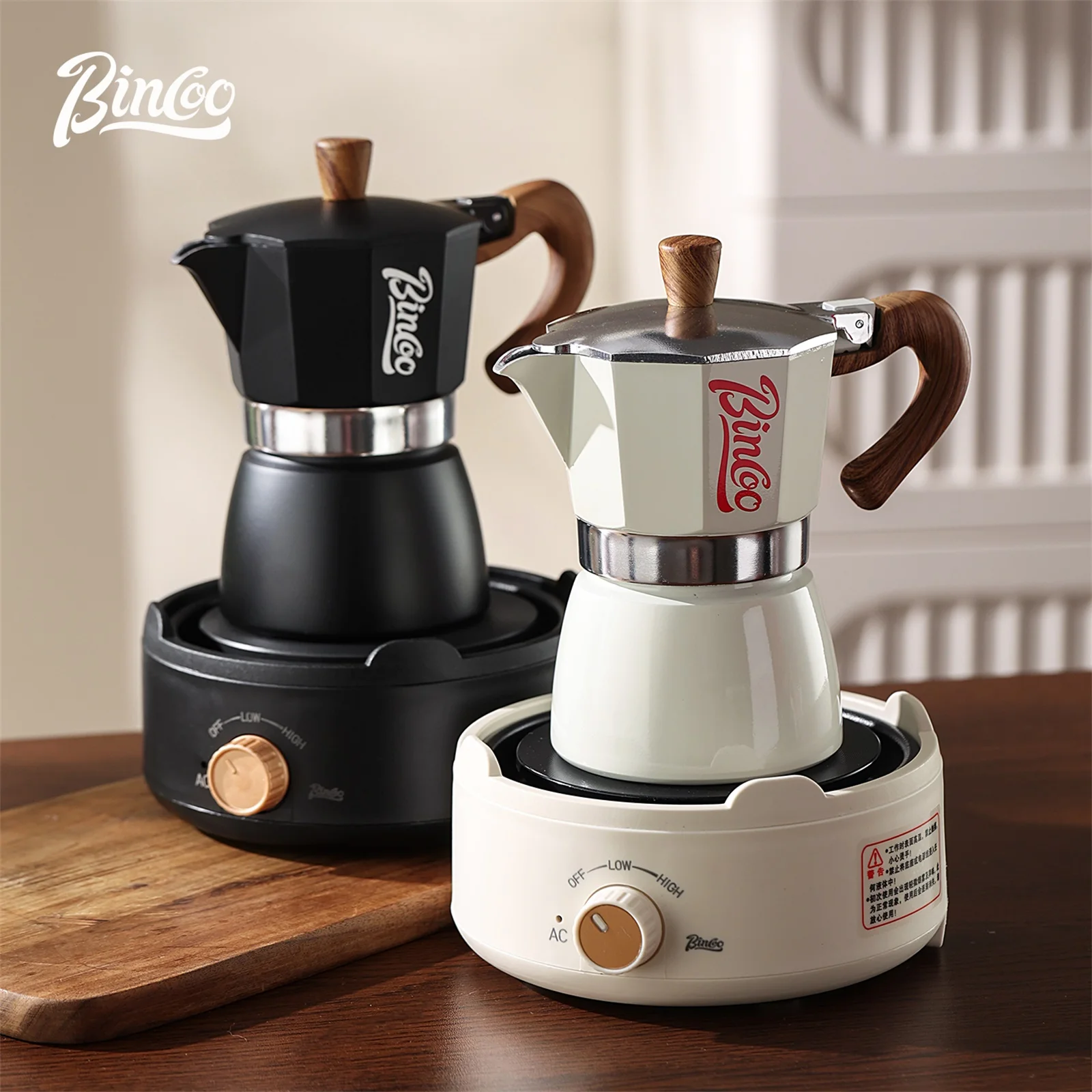 Bincoo Coffee Moka Pot Espresso Maker Electric Stove For Italian Home Barista Accessories Coffee Professional Coffee Maker Tools
