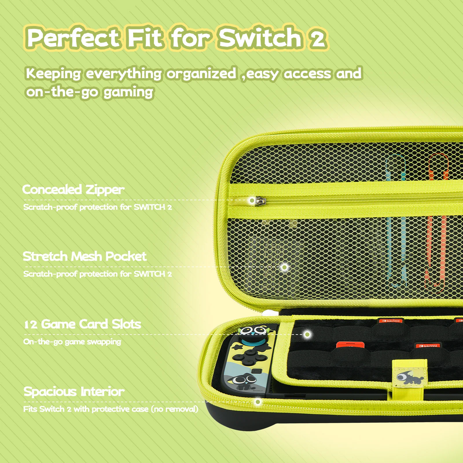 GeekShare Carrying Case for Switch 2(2025), Hardshell Storage Bag with Game Card Slots, Portable Travel Case - The Hei Series