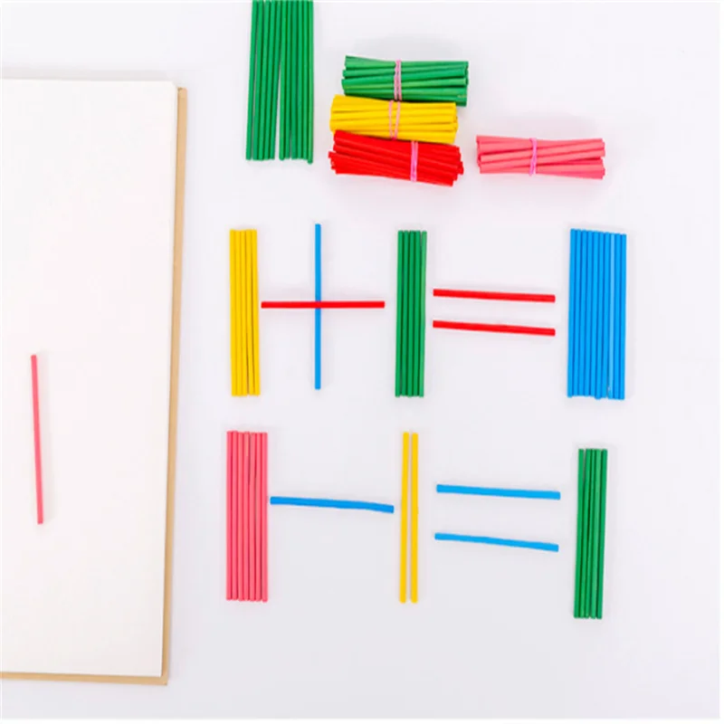 100pcs Colorful Bamboo Counting Sticks Mathematics Teaching Aids Counting Rod Kids Preschool Math Learning Toys For Children