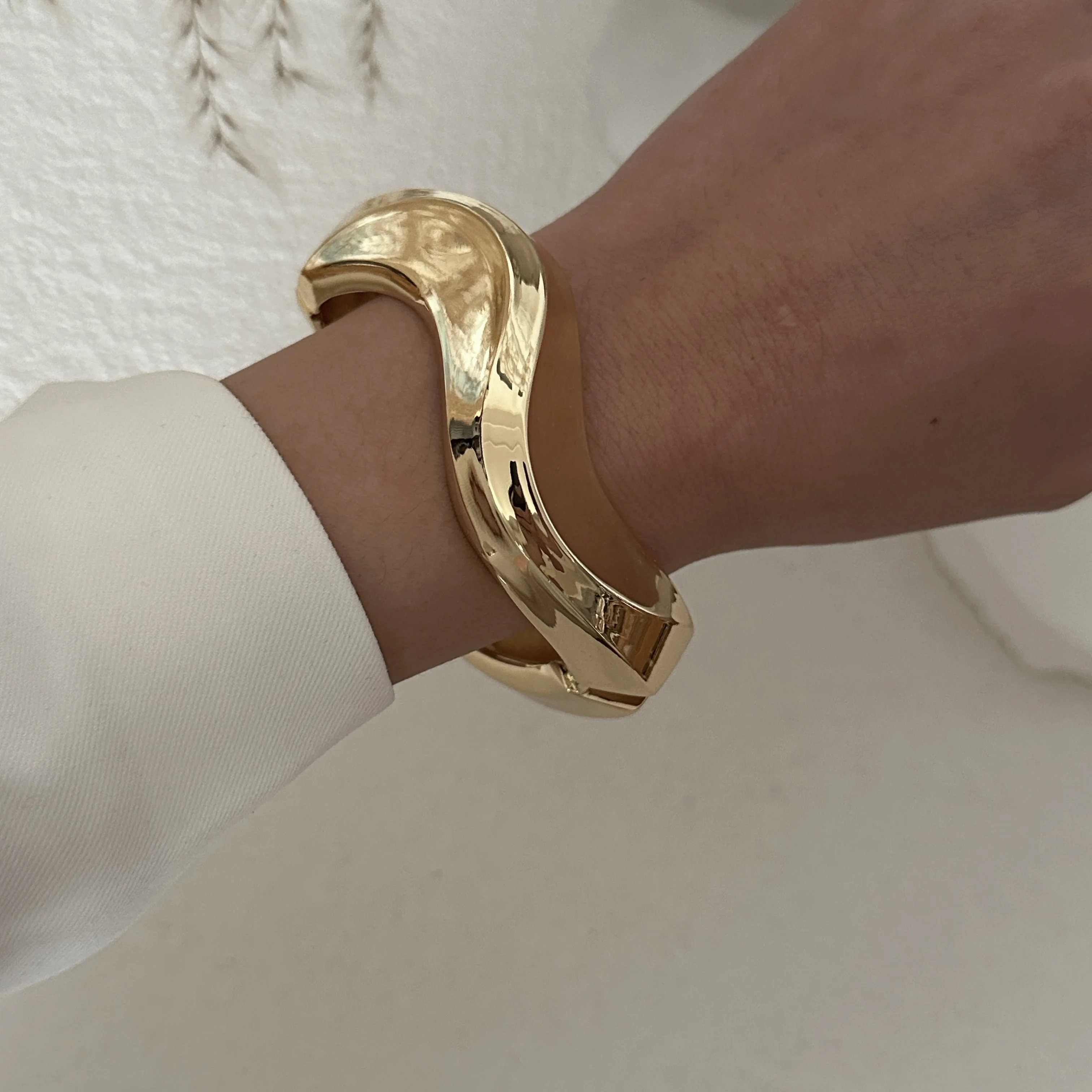 Chunky Heavy Hip Hop Metall Manschette Armreifen Punk Gold Farbe Geometrische Armreifen Für Frauen Armband Mode Schmuck – Detail 3
