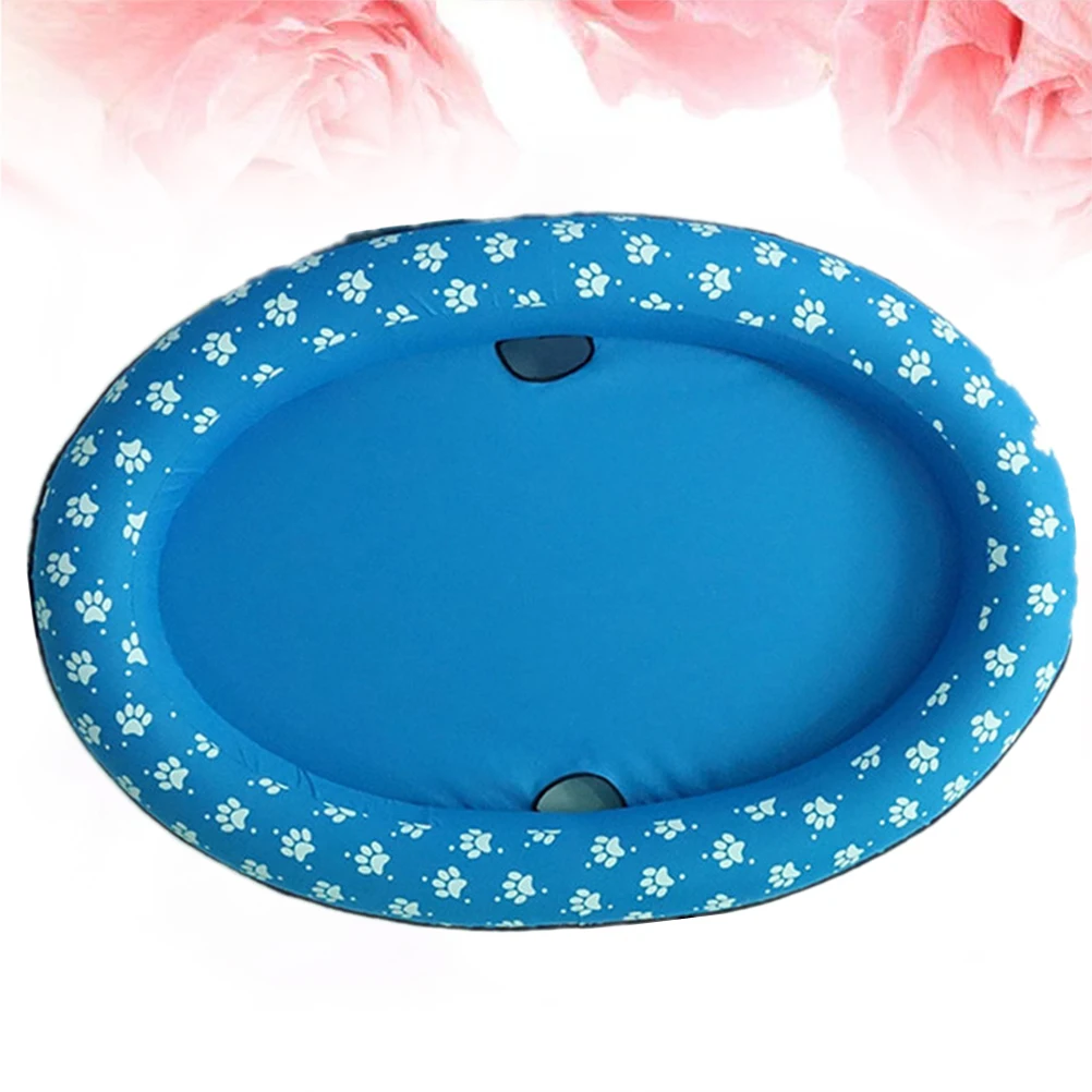 1個 ペット用インフレータブルスイミングプール ポータブル折りたたみ式プール 犬猫用フローティングマット ウォーターポンドプール (ブルー)