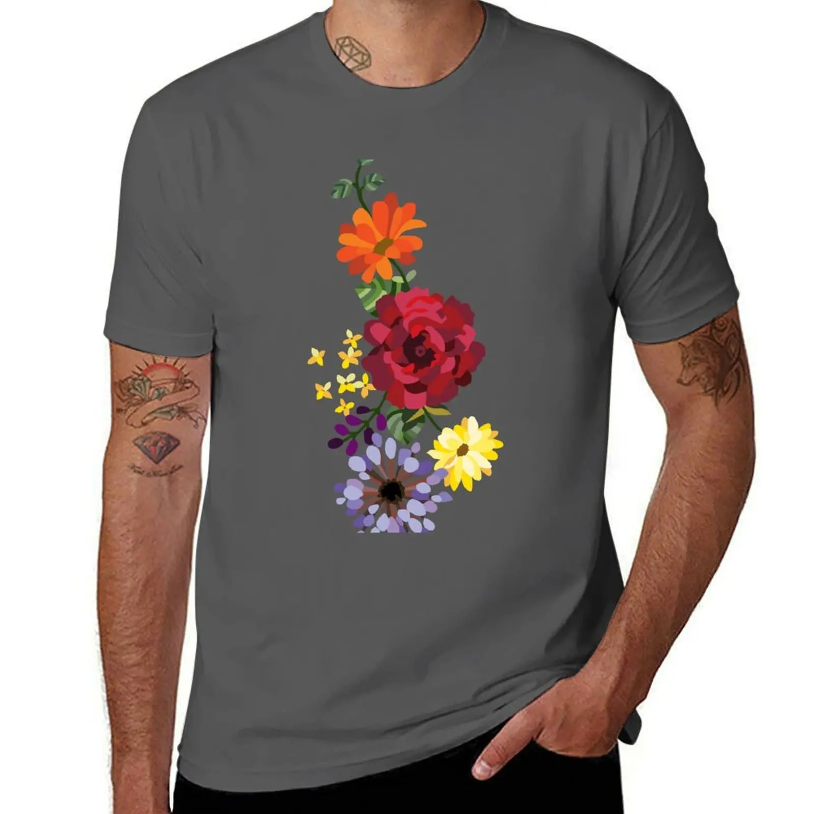 Flowers T-Shirt Anti-Fade Casual Tee Shirt