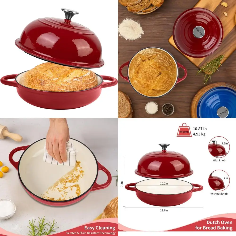 

Enameled Cast Iron Dutch Oven for Bread Baking - 5.4 Quart, Perfect for Sourdough, Oven Safe, Ideal for Baking Delicious Homemad