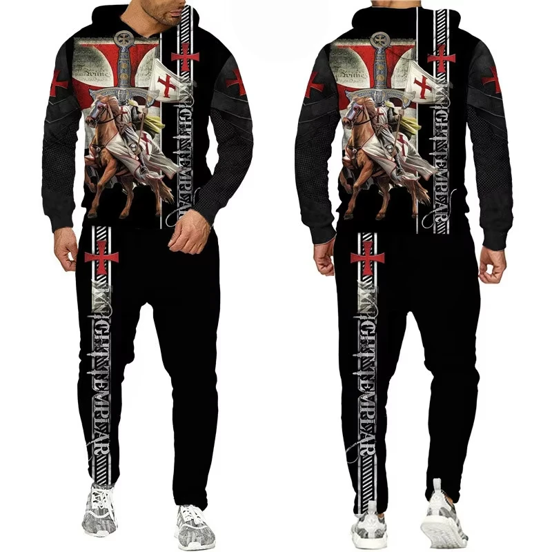 

Two Piece Hoodie Pant Sets Lion Templar Knight Armor 3d Print Set Men Women Fashion Hoodie+Pant 2Piece Set Sports Tracksuit Suit